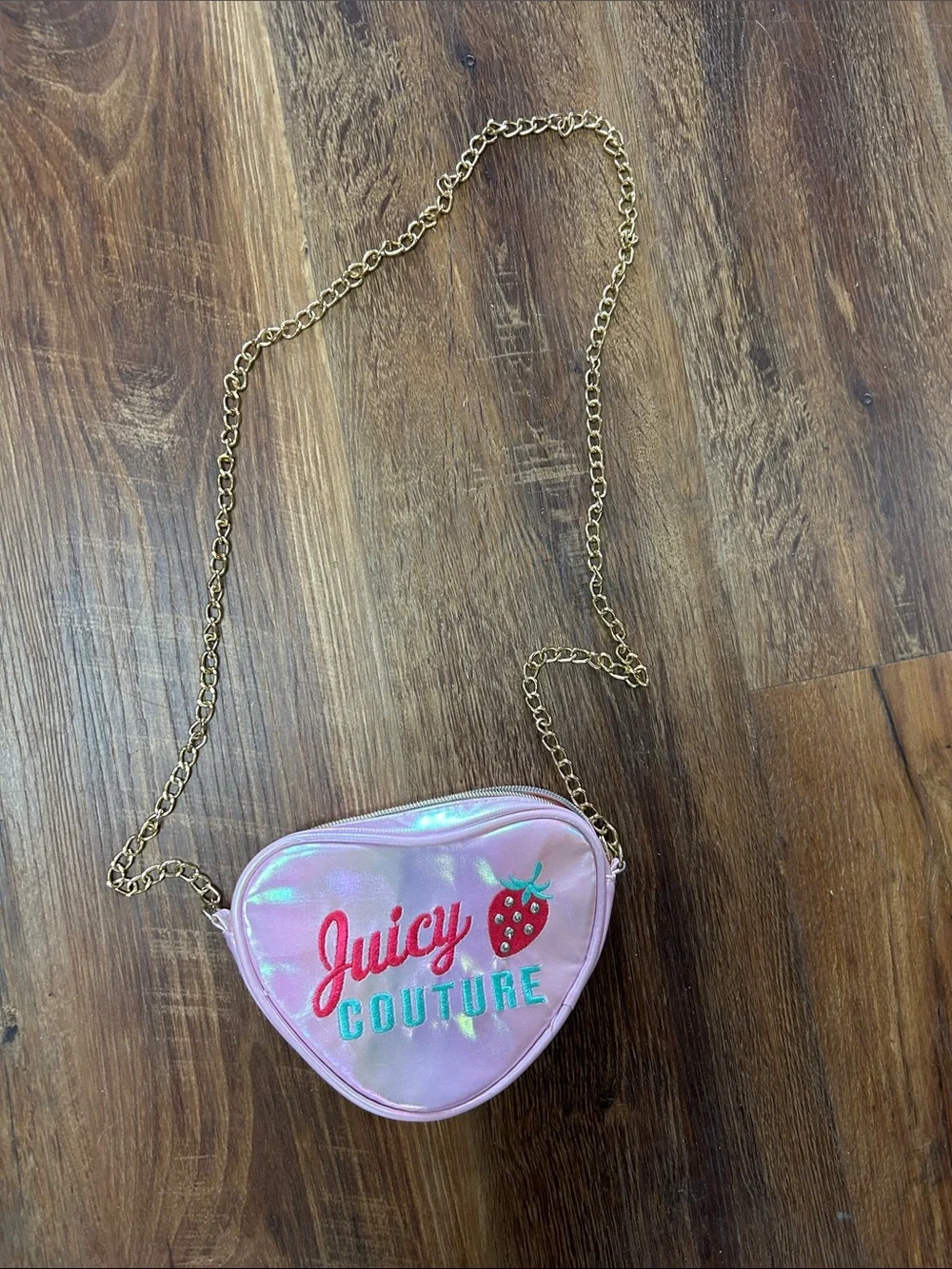 Juicy Couture Pink Iridescent Strawberry Heart Crossbody